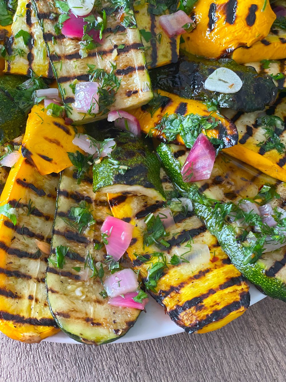 Grilled Squash with Herb Mojo Recipe